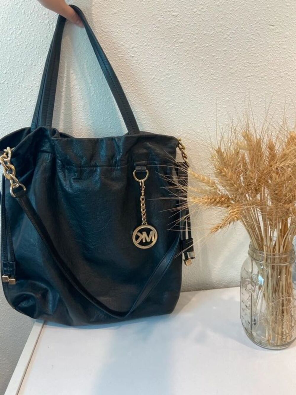 Michael Kors Black Bag Purse Should Hand Bag Leather with Charm